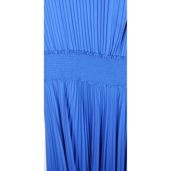Nanette Lepore Dress Pleated Sleeveless 6 Smocked Waist Midi Royal Blue Lined - Picture 4 of 8